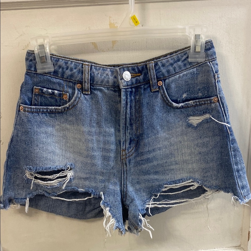 Distressed Blue Denim Shorts